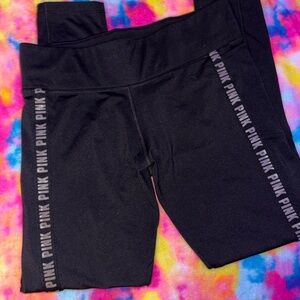 PINK Victoria's Secret Black Leggings with Logo